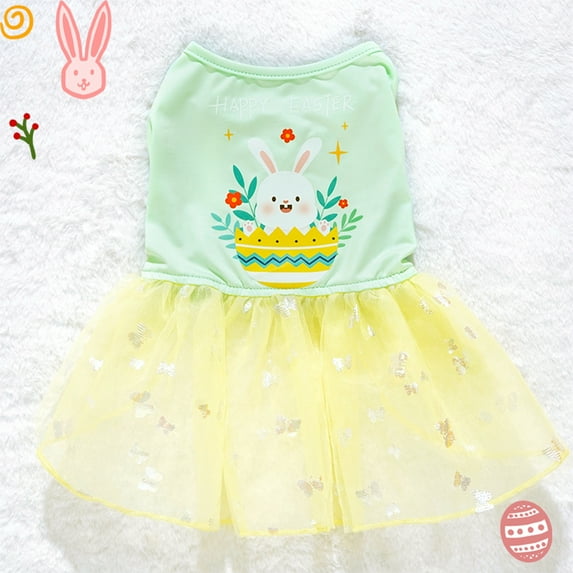 Easter Spring/Summer Dog Princess Dress, Dog Tutu Skirt Wedding Dress Dresses Birthday Party Costume for Small Dog Girl Apparel yellow XL