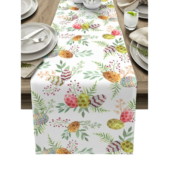 Easter Spring Watercolor Eggs Table Runner Country Decor Tableclothss for Dining Table Decoration Table Cover