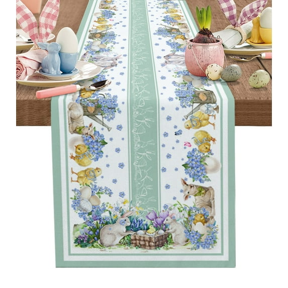 Easter Spring Watercolor Eggs Table Runner Country Decor Tableclothss for Dining Table Decoration Table Cover