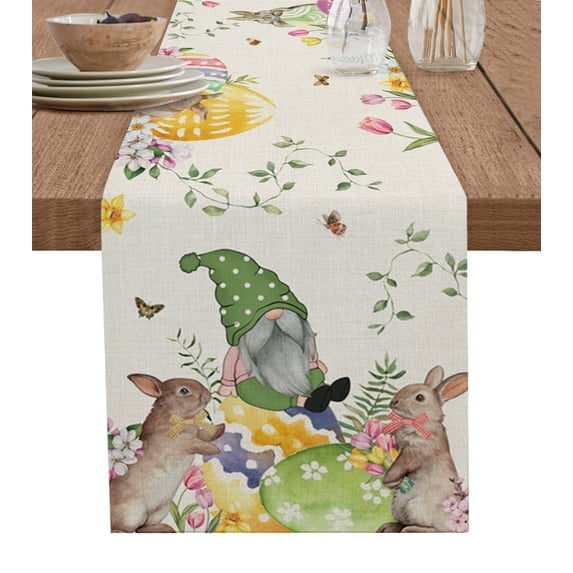 Easter Spring Watercolor Eggs Table Runner Country Decor Tableclothss for Dining Table Decoration Table Cover