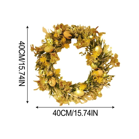 Easter Spring Wreath Colorful Flower Egg Wreath with LED Lights Door Wreath Christmas Easter Halloween Home Hanging Decor (Easter Spring Wreath)