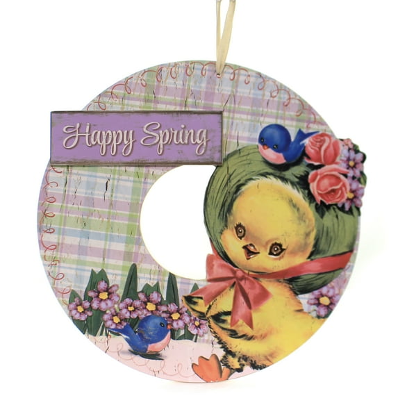 Easter Spring Wreath Wood Chick Birds Flowers 101229