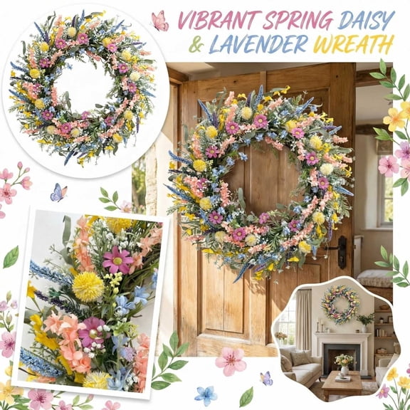 Easter Spring Xmas Cedar Wreath, Christmas Wreaths for Front Door, Realistic Pine Wreath, Large Green Cypress Wreaths for Home Fireplace Wall Window Porch Outdoor Xmas Holiday Decor