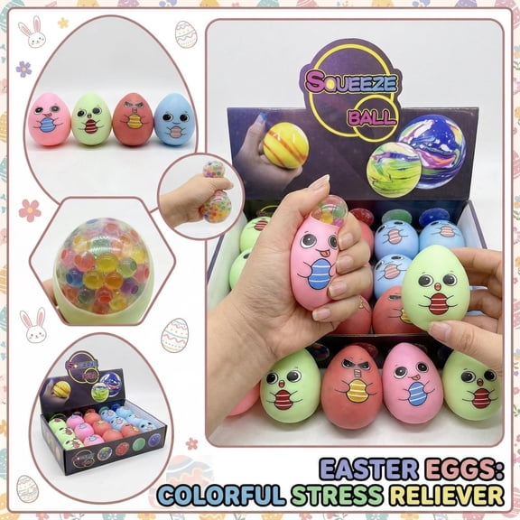 Easter Squeeze Sugar Frosting Macaron Easter Eggs, Stress Relief Fidget Toys, 2 Inch Diameter, Random Colors