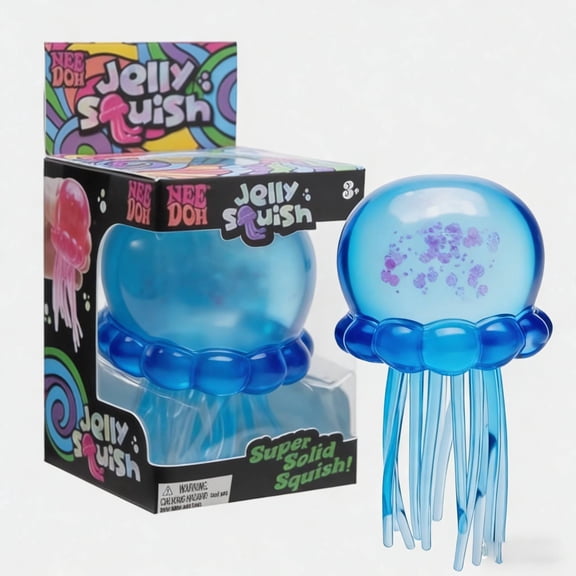 Easter Squeeze Toys, Needo Stress Relief Ball Fidget Toys Sensory Squishies for Easter Basket Stuffers, Party Favors Jellyfish Blue