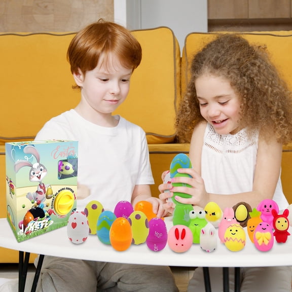 Easter Squeeze Toys, Pre Filled Easter Egg, 12 Count, Squeeze Squeeze Toys, Relaxation Items, Holiday Basket Stuffers