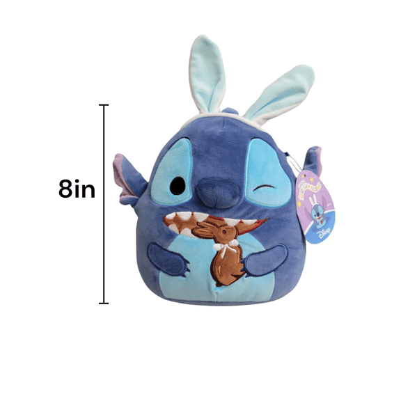 Easter Squishmallow Disney Stitch Eating Chocolate Bunny Wearing Bunny Ears 8 inch