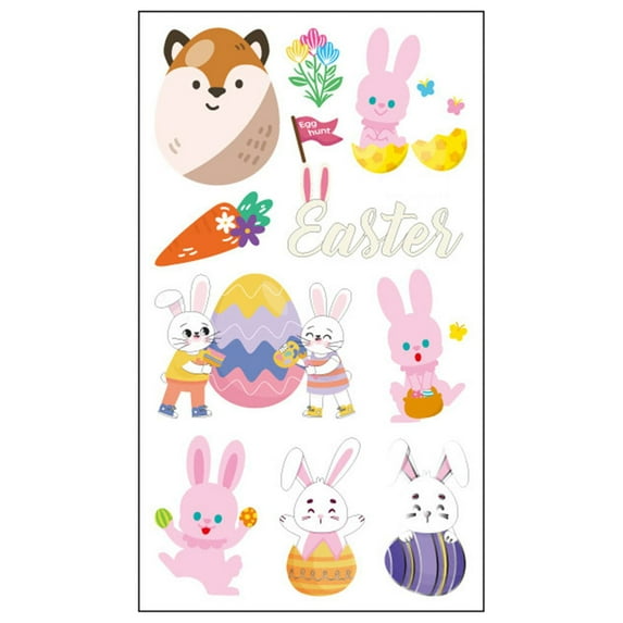 Easter Stickers,1 Sheet Easter Sticker Body Temporary Art Painting Easter Eggs Carrot Rabbit Decorations Design For Easter Party Favors