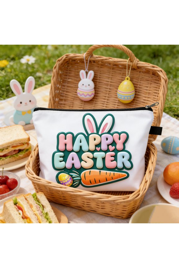 Easter Storage Bag 8.3X5.9 inch, Travel Toiletry Bag with Anti-Slip Chain Cosmetic Storage Bag, Portable Wash Bag for Holiday Gifts and Outdoor Camping