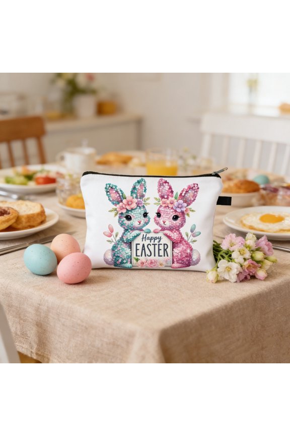 Easter Storage Bag, Travel Toiletry Bag, Cosmetic Storage Bag, Portable Wash Bag for Holiday Gifts, Outdoor Camping, Easter Candy and Small Gift Organization