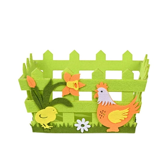 Easter Storage Basket with Chicken and Chick, Farmhouse Style Decorative Storage Box for Candy Party Favors or Egg Hurt, Spring Decor Gifts Basket