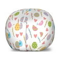 thumbnail image 1 of Easter Storage Toy Bag Chair, Colorful Eggs with Stripes Dots Leaves Branches and Hearts Joyous Spring Elements, Stuffed Animal Organizer Washable Bag, Small Size, Multicolor, by Ambesonne, 1 of 3