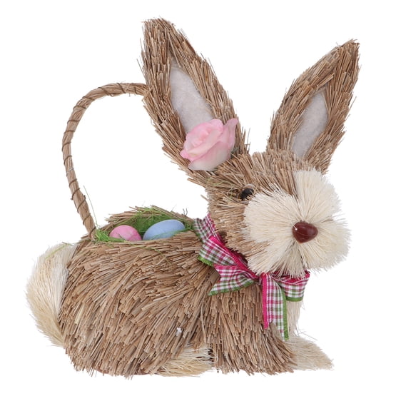 Easter Straw Woven Bunny Furniture Hand-woven Rabbit Animal Adornment Craft