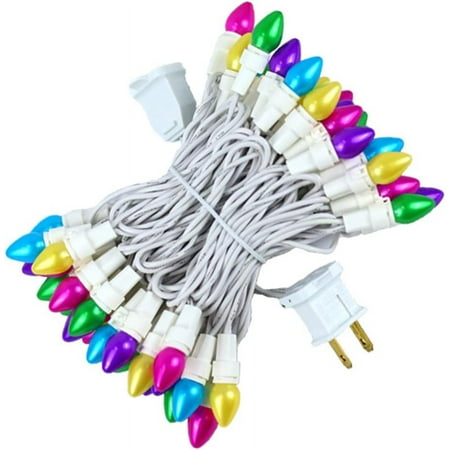 "Easter String LED Multi Color Glass C3 Lights Pastel 120V ETL Certified Connectable Outdoor Indoor White Wire for Party Patio Home Decor