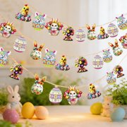 Easter String Lights,10Ft 20LED Easter Lights Bunny Egg Chick Fairy Lights with Dual Power Battery/USB 2 Lighting Modes 6 Cute Patterns for Indoor Outdoor Easter Decorations Spring Home Party Patio