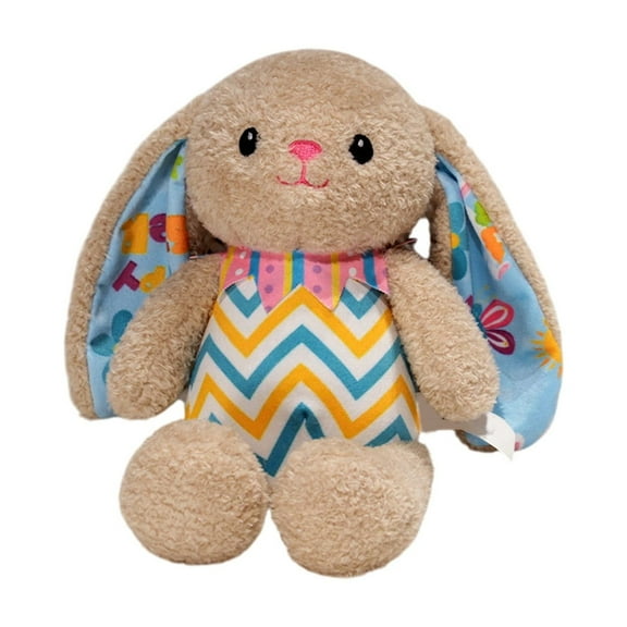 Easter Striped Rabbit Plush Pillow, Soft Cuddle Toy with Detailed Design, Holiday Themed Stuffed Animal for Ages 3-4 4-5, Decorative Sofa Companion