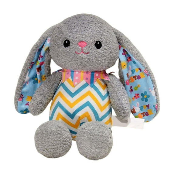 Easter Striped Rabbit Plush Pillow, Soft Cuddle Toy with Detailed Design, Holiday Themed Stuffed Animal for Ages 3-4 4-5, Decorative Sofa Companion