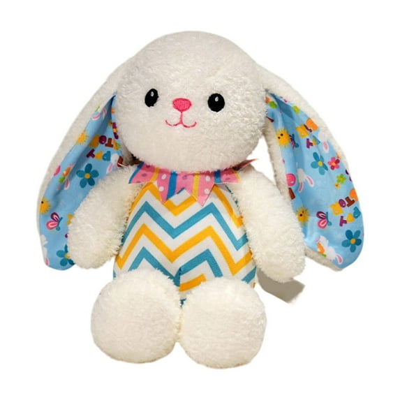 Easter Striped Rabbit Plush Pillow, Soft Cuddle Toy with Detailed Design, Holiday Themed Stuffed Animal for Ages 3-4 4-5, Decorative Sofa Companion