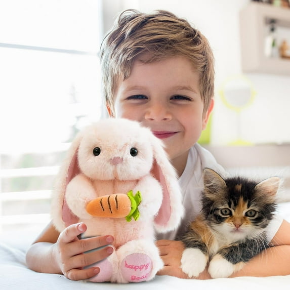 Easter Stuffed Plush Toy Of Cute Carrot Rabbits With Tag, Crafted From Soft Plush Fabric For Comfortable Cuddling And Durable Play, Suitable For Children's Imaginative Play, Bedroom