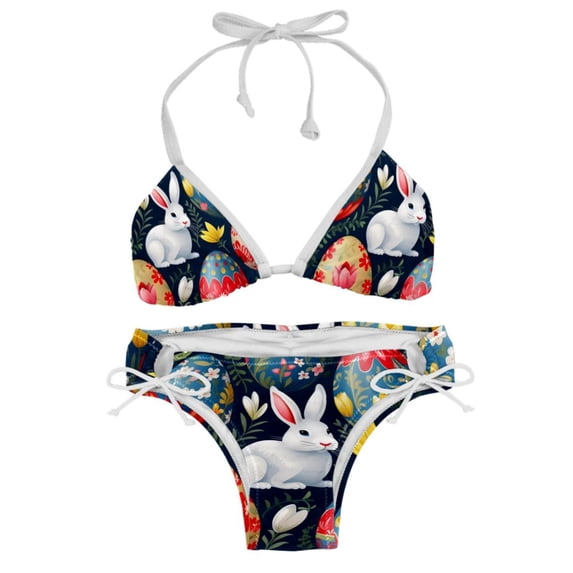 Easter Stylish Bikini Set with Detachable Sponge & Adjustable Strap, 2-Pack One-Piece Swimsuits for All Scenes