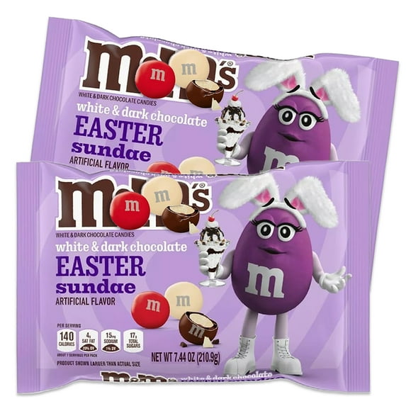 Easter Sundae Chocolate Candy Pieces 7.44oz Bag, 2 Pack. White Chocolate and Dark Chocolate Candy Pieces