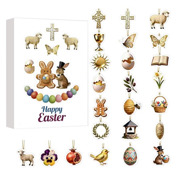 Easter Surprise Calendar Countdown 24 Days 2D Flat Acrylic Hanging Piece