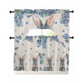 thumbnail image 1 of Easter Swag Curtains for Living Room/Bedroom Windows, Spring Rabbit Blue Botanical Flowers Farmhouse Kitchen Curtains and Valances Set 36 Inch Length, Light Filtering Swags Valance Curtain Panels, 1 of 5