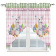 thumbnail image 1 of Easter Swag Valances for Windows, Kitchen Curtains 36 Inch Length 2 Panels Set, Spring Watercolor Easter Eggs Bunny Pink Green Plaid Short Curtains for Small Windows Rod Pocket Cafe Curtains 28"x36", 1 of 8