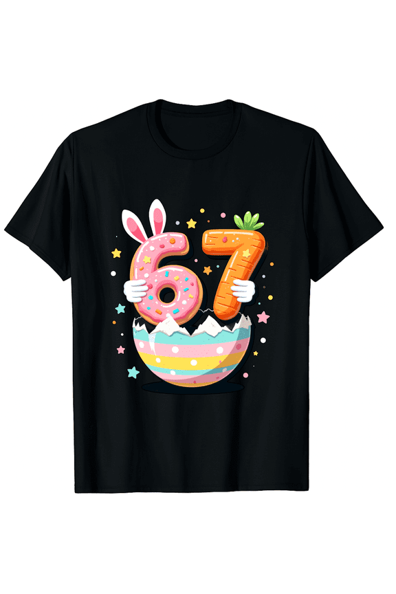 Easter Sweet Donut Six Carrot Seven Bunny Ears Short Sleeve T-Shirt For Women Men Spring Celebration