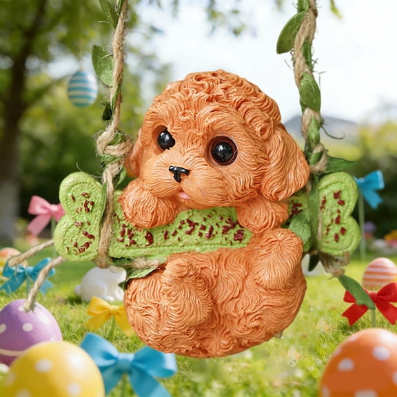 Easter Swing Animal Figurine, Resin Bunny/Panda/Dog Hanging Ornament, Spring Holiday Decor for Garden, Patio, Tree & Home, Cute Gift for Animal Lovers