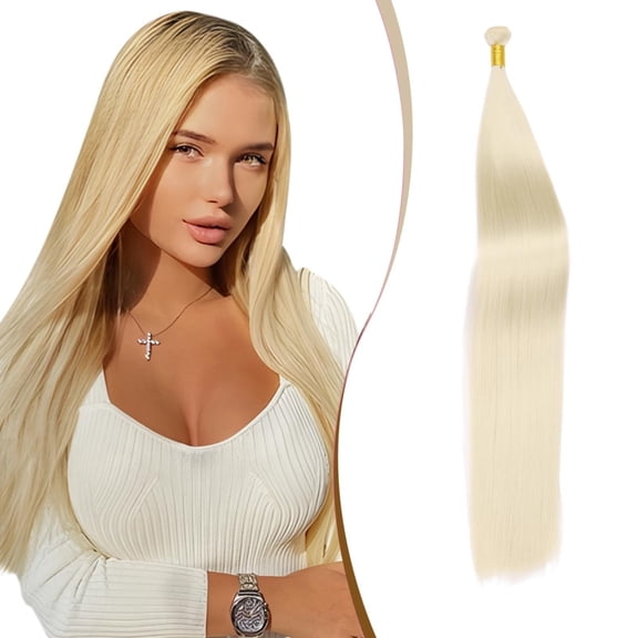 Easter Synthetic Hair Weft, White - Hair Weave Bundles Blonde Hair Extensions Human Hair Weft 1 Bundle Straight E Pullover Toupee St. Patrick'S Day, Wedding, Season, Anniversary