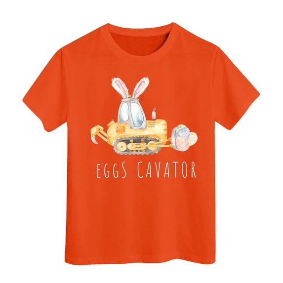 Easter T Shirt Kids Retro Comfy Brown Rabbit Print Easter Story Tshirt Kids Easter Hop Toddler Short Sleeve Top