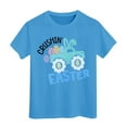 thumbnail image 1 of Easter T Shirt for Kids Toddler Kids Girls and Boys Fashion Wearing Unisex Round Neck Breathable Eggs Bunny Outfits Digging Tractor 2025 Trendy Clothes #Z11 Blue 3-4 Years, 1 of 1