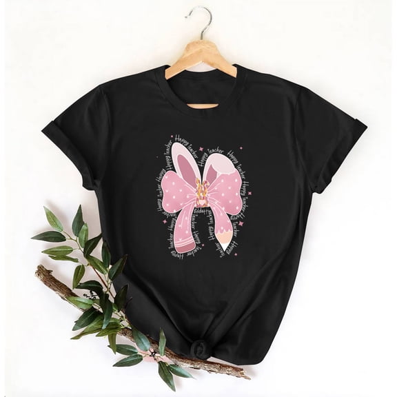 Easter T Shirt for Women Crew Neck Short Sleeve Happy Easter Bunny Spring Hunt Eggs Rabbit Coquette Bow Carrot Cute Pullover T-Shirt