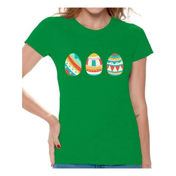 Easter T-Shirt for Women Happy Easter Gifts for Mom Wife Comfortable Daily Shirt Eggs Hunt 2021 Outfit