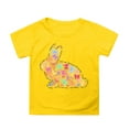 thumbnail image 1 of Easter T Shirts for Kids Girls Cartoon Rabbit Short Sleeve T-Shirt Easter's Day Cool Girls Summer Tops T-Shirts,Yellow,3-4 Years, 1 of 4