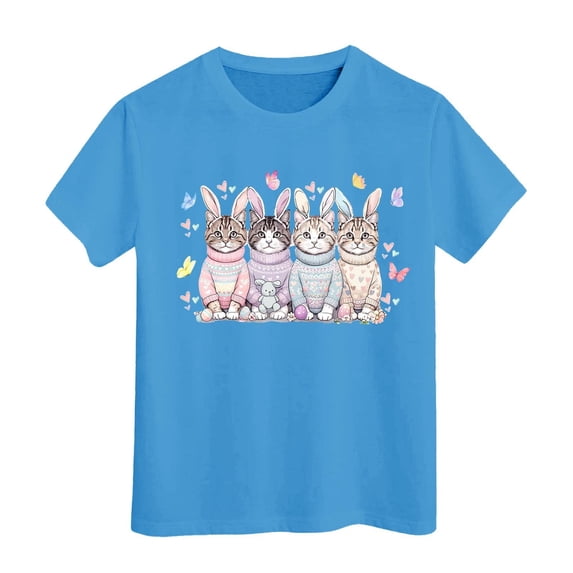 Easter T Shirts for Toddler Girls Bunny Eggs Hunts Short Sleeve T-Shirt Easter's Day Easter Day Preppy Tops Tee for Boys & Girls