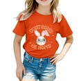 thumbnail image 1 of Easter T Shirts for Toddler Girls Cartoon Bunny Short Sleeve T-Shirt Soft Round Neck Easter Day T-Shirts Toddler To Big Kid 6-7 Years,Orange, 1 of 4