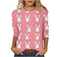 thumbnail image 1 of Easter T Shirts for Women Plus Size Casual Round Neck 3/4 Sleeve Day Funny Printed T Shirt, 1 of 5