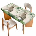 thumbnail image 1 of Easter Table Cloths for 3 Foot Rectangle Tables, Country Spring Rabbit Botanical Eucalyptus Leaves Patio Waterproof Elastic Fitted Tablecloths, Washable Rectangular Table Cover for Camping, 1 of 8