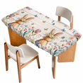 thumbnail image 1 of Easter Table Cloths for 3 Foot Rectangle Tables, Spring Bunny Butterfly Botanical Wooden Grain Patio Waterproof Elastic Fitted Tablecloths, Washable Rectangular Table Cover for Camping, 1 of 8