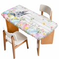 thumbnail image 1 of Easter Table Cloths for 3 Foot Rectangle Tables, Spring Bunny Colorful Eggs Plants Wooden Grain Patio Waterproof Elastic Fitted Tablecloths, Washable Rectangular Table Cover for Camping, 1 of 8