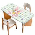 thumbnail image 1 of Easter Table Cloths for 3 Foot Rectangle Tables, Spring Bunny Ears Feet Flowers Green Plaid Patio Waterproof Elastic Fitted Tablecloths, Washable Rectangular Table Cover for Camping, 1 of 8