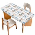 thumbnail image 1 of Easter Table Cloths for 3 Foot Rectangle Tables, Spring Cute Bow Rabbit Grey White Buffalo Plaid Patio Waterproof Elastic Fitted Tablecloths, Washable Rectangular Table Cover for Camping, 1 of 8