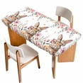 thumbnail image 1 of Easter Table Cloths for 3 Foot Rectangle Tables, Spring Cute Rabbit Eggs Botanical Flowers Rose Patio Waterproof Elastic Fitted Tablecloths, Washable Rectangular Table Cover for Camping, 1 of 8