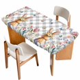 thumbnail image 1 of Easter Table Cloths for 3 Foot Rectangle Tables, Spring Rabbit Butterfly Botanical Florals Grey Plaid Patio Waterproof Elastic Fitted Tablecloths, Washable Rectangular Table Cover for Camping, 1 of 8