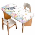 thumbnail image 1 of Easter Table Cloths for 3 Foot Rectangle Tables, Spring Rustic Botanical Floral Rabbit Eggs Leaves Patio Waterproof Elastic Fitted Tablecloths, Washable Rectangular Table Cover for Camping, 1 of 8