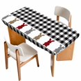 thumbnail image 1 of Easter Table Cloths for 4 Foot Rectangle Tables, Cartoon Leopard Print Buffalo Plaid Rabbits Patio Waterproof Elastic Fitted Tablecloths, Washable Rectangular Table Cover for Camping, 1 of 8