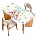 thumbnail image 1 of Easter Table Cloths for 4 Foot Rectangle Tables, Cute Rabbits Eggs Flowers Leaf Butterflies Watercolor Patio Waterproof Elastic Fitted Tablecloths, Washable Rectangular Table Cover for Camping, 1 of 8
