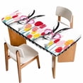 thumbnail image 1 of Easter Table Cloths for 4 Foot Rectangle Tables, Rabbit Spring Botanical Flowers Black White Lattice Patio Waterproof Elastic Fitted Tablecloths, Washable Rectangular Table Cover for Camping, 1 of 8